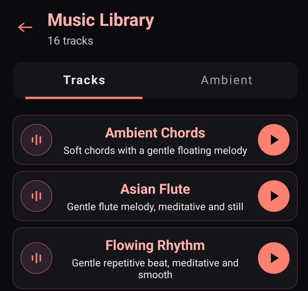 The Sleep Affirmations screen, showing My Recordings and the record button
